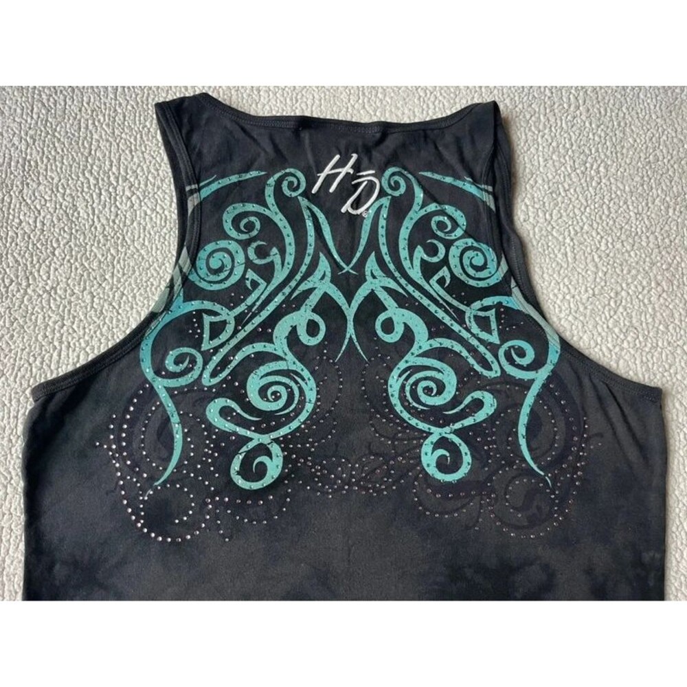 Harley Davidson Grey & Teal Gem Swirl Tank Top Cotton Womens XL